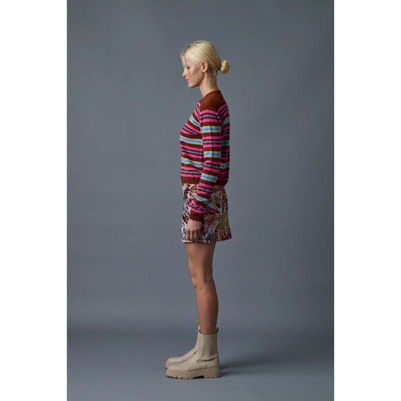 Le Superbe My Crew Cashmere Sweater in Rust Multi Color Womens Size XS - Picture 2 of 10